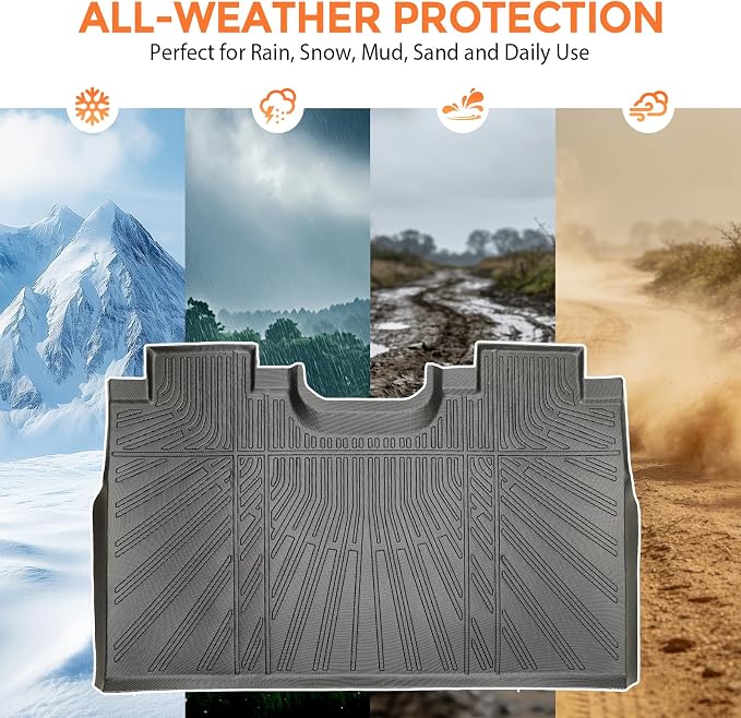Floor Mats for Ford F150 SuperCrew Cab 2015-2025 &F-150 Lightning 2022-2025 | (Only Fit without Rear Under-Seat Fold-Flat Storage), TPE All Weather Protection Waterproof Non-Slip (Two-Row Floor Mats)