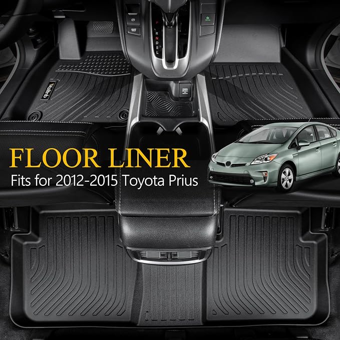 Wailtnb-Mats for Toyota Prius 2012-2015 (Not Fit Plug-in,V or C Models) Floor Mat Cargo Liner All Weather Floor Liner Car Mat for Toyota Prius Custom Fit Automotive Full Set Accessories