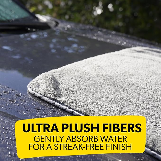 Chemical Guys, Woolly Mammoth Large Microfiber Drying Towel, 36 x 25 in | Ultra-plush oversized towel soaks up water fast to dry the whole vehicle, soft and scratch-free on paint