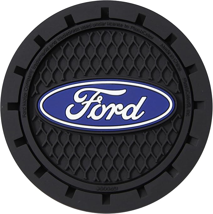 Plasticolor 000651R01 Ford Oval Auto Car Truck SUV Cup Holder Coaster 2-Pack , Blue