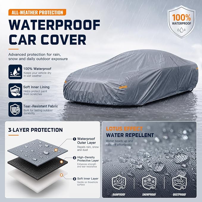 Car Cover Waterproof All-Weather,Outdoor Full Exterior Coupe Covers (Length up to 165 inch) Custom Fit for Mazda Miata MX 5,Honda S2000,BMW Z3,Audi TT,Audi TTS,etc,Size C1(See Size Chart)