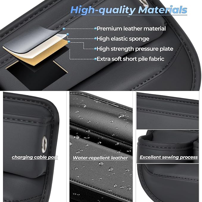 Anti-Drop Car Seat Gap Filler Organizer, Premium Leather Console Organizer, Easy Access to Phone/Keys, Universal Fit for Car SUV Truck Multi-Purpose Essentials Organizer(2PC)