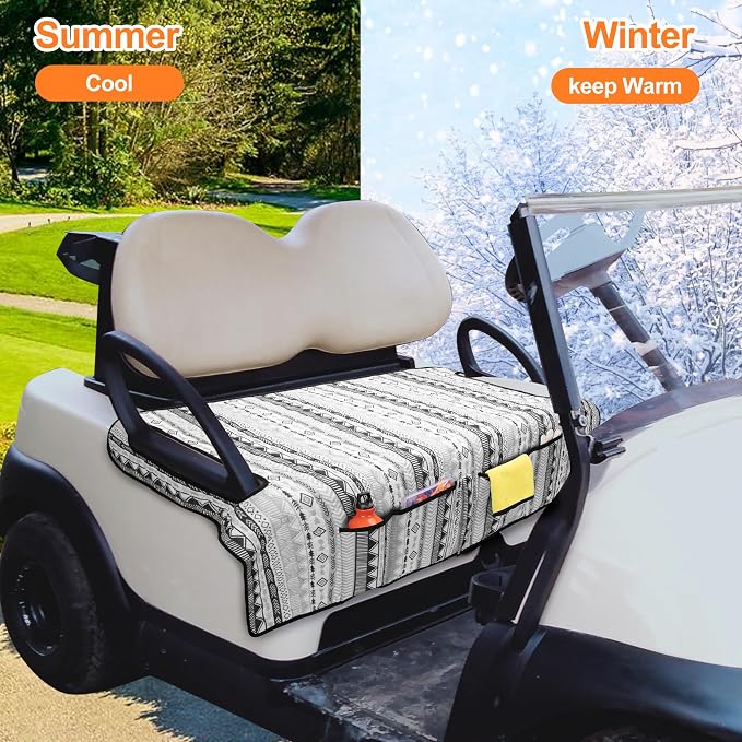PGmoon Golf Cart Seat Covers with 4 Front Pockets & Nonskid Bottom