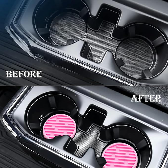 2 Pack Silicone Car Cup Holder Coaster – 2.75 Inch Anti-Slip Drink Coaster, Perfect for Coffee & Beverages – Cute Car Interior Decor for Women & Girls (Pink)