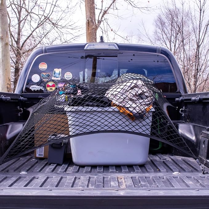 Highly Elastic Cargo Net, 4'x6' Stretches to 8'x12, Suitable for 6.5ft - 8.1ft Long Bed Trucks, Trailers (Lager Single Layer)