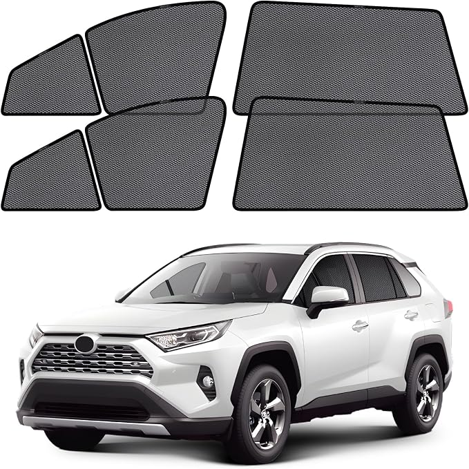ZATOOTO Toyota Rav4 Window Shade 2019-2024, Breathable & Bug-Free | Front Side Window Segmented, Clear Rear Mirror Sight, UV Protection, Privacy, Car Side Window Screens for Camping