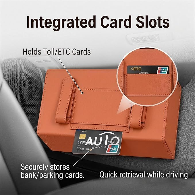 Car Visor Tissue Holder - Universal Hanging Auto Napkin Dispenser with Metal Clip, Multi-Position Tissue Box for Door or Seat Back,Premium Car Interior Accessories for Safe Driving(Orange)