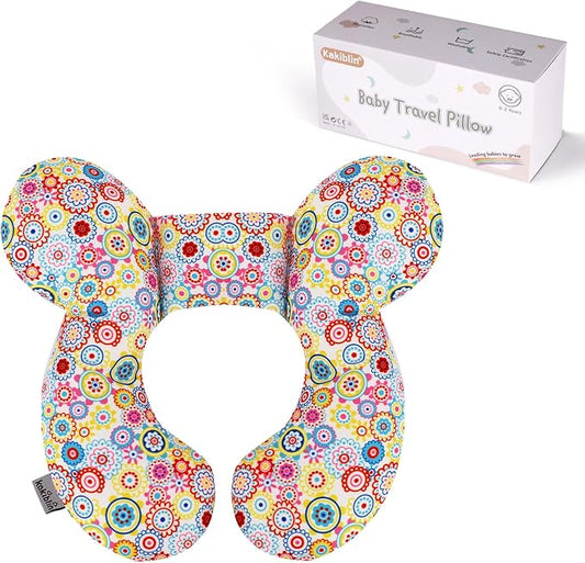 KAKIBLIN Baby Neck Pillow, Upgraded Baby Support Pillow,Baby Neck Support Pillow for Carseat, Newborn Neck Support for Car Seat,Pushchair,Travel (Flower)