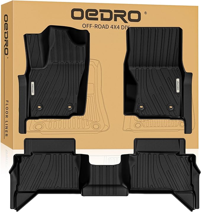 OEDRO Floor Mats Fit for Toyota Tacoma 2024-2026 Double Cab(NOT for Hybrid) | Tacoma TRD/SR/SR5/limited | Auto Trans Only | Custom Fit All Weather Protection TPE Floor Liners