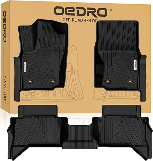 OEDRO Floor Mats Fit for Toyota Tacoma 2024-2026 Double Cab(NOT for Hybrid) | Tacoma TRD/SR/SR5/limited | Auto Trans Only | Custom Fit All Weather Protection TPE Floor Liners