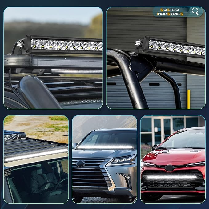 40 Inch Light Bar Slim, SWATOW INDUSTRIES 200W 40 Inch Single Row LED Bar Spot Flood Offroad Driving Light Roof Rack Light for UTV SUV Truck Pickup ATV Wrangler Toyota F150 Ram