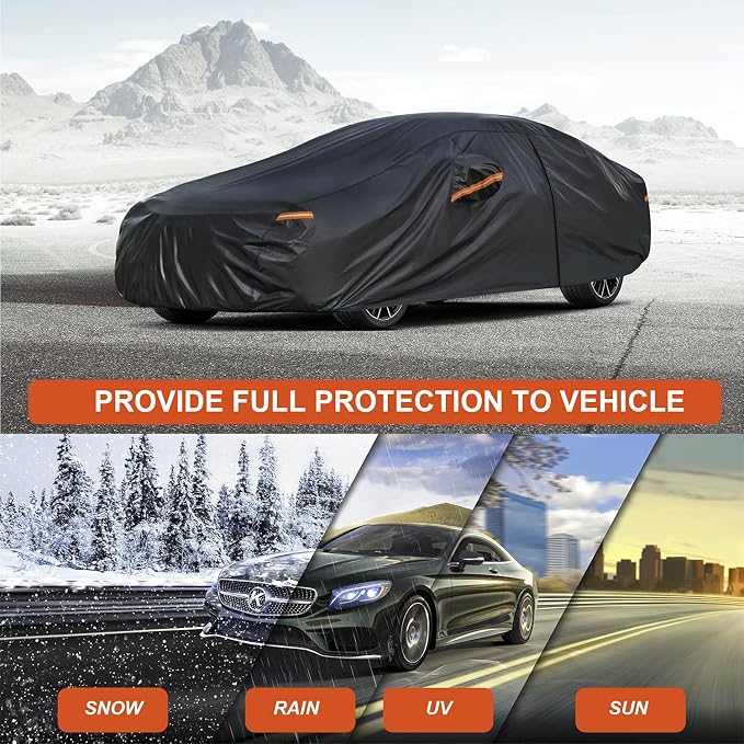 Kayme 7 Layers Car Cover Custom Fit for Toyota Corolla Sedan (1996-2025) Waterproof All Weather for Automobiles, Outdoor Full Cover Rain Sun UV Protection with Zipper Cotton/Black