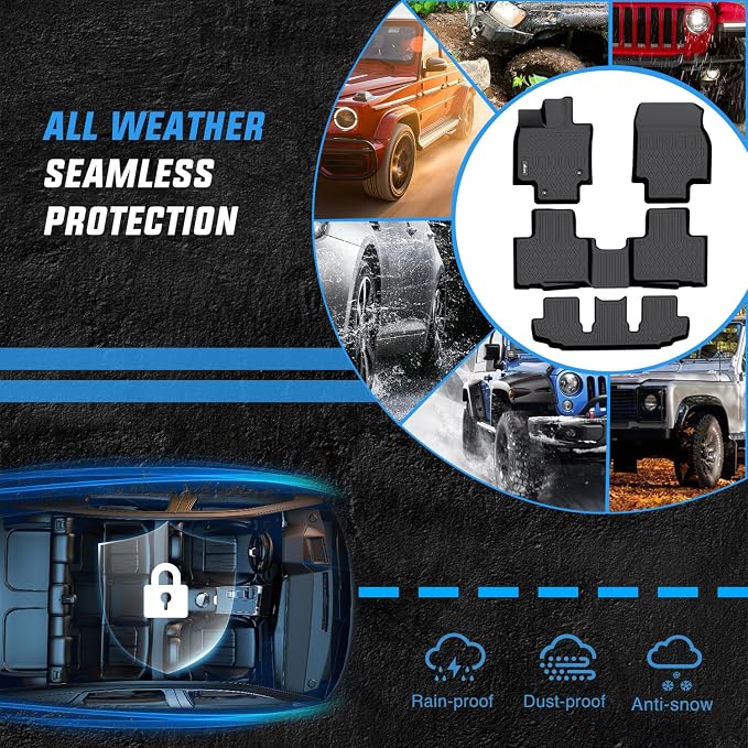 Nilight TPE Floor Mats for Toyota Highlander w/Center Console 2020 2021 2022 2023 2024 2025 2026 (NOT fit Hybrid) All Weather Custom Fit Heavy Duty Floor Liners