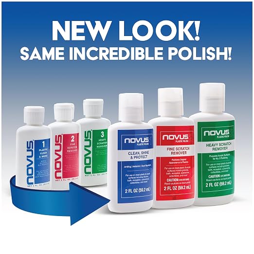 NOVUS-PK64 | Plastic Clean & Shine #1, Fine Scratch Remover #2, and Heavy Scratch Remover #3 | 64 Ounce Bottles