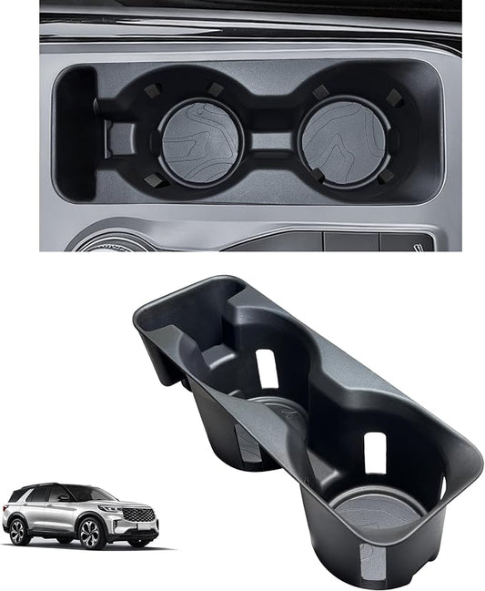 Cup Holder Insert for Ford Explorer 2020 2021 2022 2023 2024 Accessories Center Console Non-Slip TPE Cup Holder Protector Organizer Interior Decoration for Ford Explorer Black