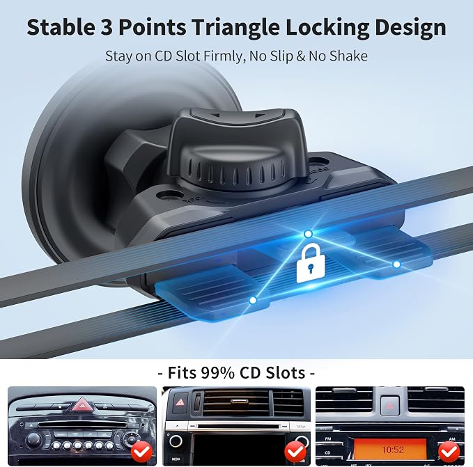 PROfezzion Car CD Slot Magnetic Phone Mount Holder for MagSafe iPhones | Vent Clip Included, No Vibrating, Powerful Magnets Compatible with MagSafe for iPhone 17 16 15 14 13 12 Pro Max & All Phones