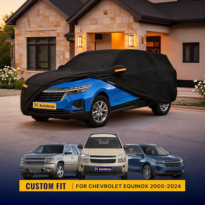 X AUTOHAUX Car Cover for Chevrolet Equinox 2005-2024 210D-PU Outdoor Full Car Cover All Weather with Door Zipper for Waterproof Windproof Sun Rain Snow Protection