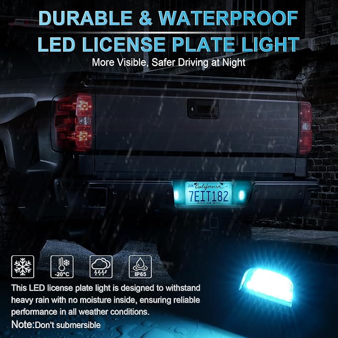 LivTee LED License Plate Light Assembly, Tag Light Fits Chevy Silverado 1500 2500 3500 1999-2013, Tahoe, Suburban, Fits GMC Sierra, Yukon XL, Cadillac Escalade, Car Accessories, Ice Blue