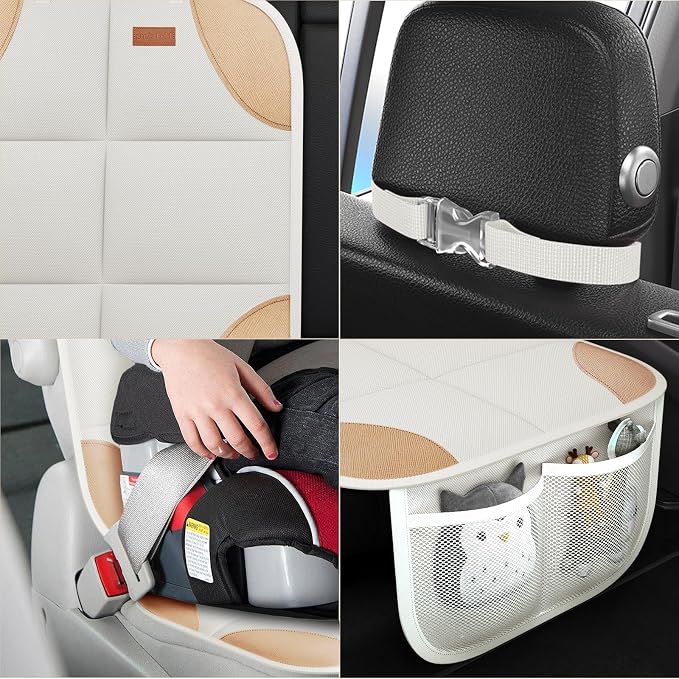 SMART ELF 2 Pack in Gift Box Car Seat Protector, Seat Cover with Mesh Storage Pockets, Non-Slip Backing, Protective Car Seat Mat for Sedan SUV Truck
