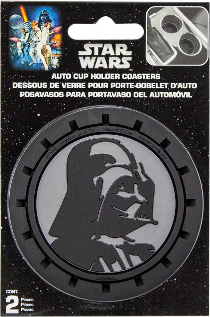 Plasticolor 000673R01 Star Wars Darth Vader Auto Car Truck SUV Cup Holder Coaster 2-Pack
