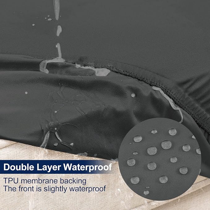 Smiry Waterproof Patio Cushion Covers, Stretch Outdoor Couch Slipcovers Replacement Washable Furniture Protector Sofa Chair Seat Cover for Dogs and Pets (4 Pcs, Dark Grey)