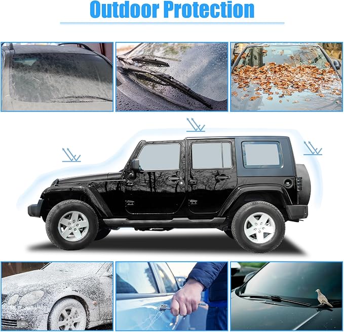 X AUTOHAUX for Jeep Wrangler Cover 2 Door Waterproof SUV Covers for Jeep Wrangler Unlimited Sport/Sahara/Rubicon JK JL TJ YJ All Weather Protection Outdoor Black Blue | for Jeep Wrangler Unlimited Sport Sahara Rubicon JK JL TJ YJ, All Weather Protectio...