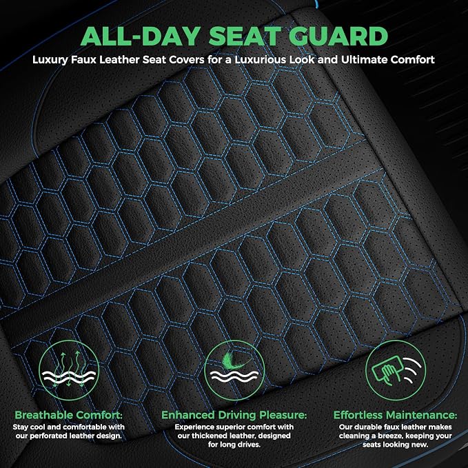 Custom Seat Covers for 2019-2026 Silverado/Sierra 1500 Crew Cab | Fits 2500/3500HD 2020-2026, Jump Seat Cover(armrest storage only), Faux leather, Waterproof, Scratch-resistant, Easy-clean