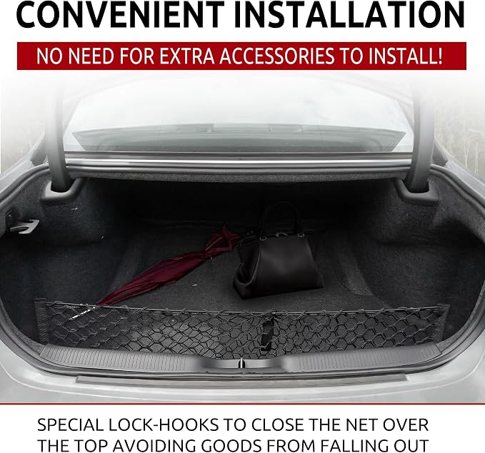 Envelope Style Trunk Mesh Cargo Net for Dodge Charger 2011-2024 - Car Accessories - Premium Trunk Organizers and Storage - Cargo Net for Sedan - Vehicle Carrier Organizer for Dodge Charger