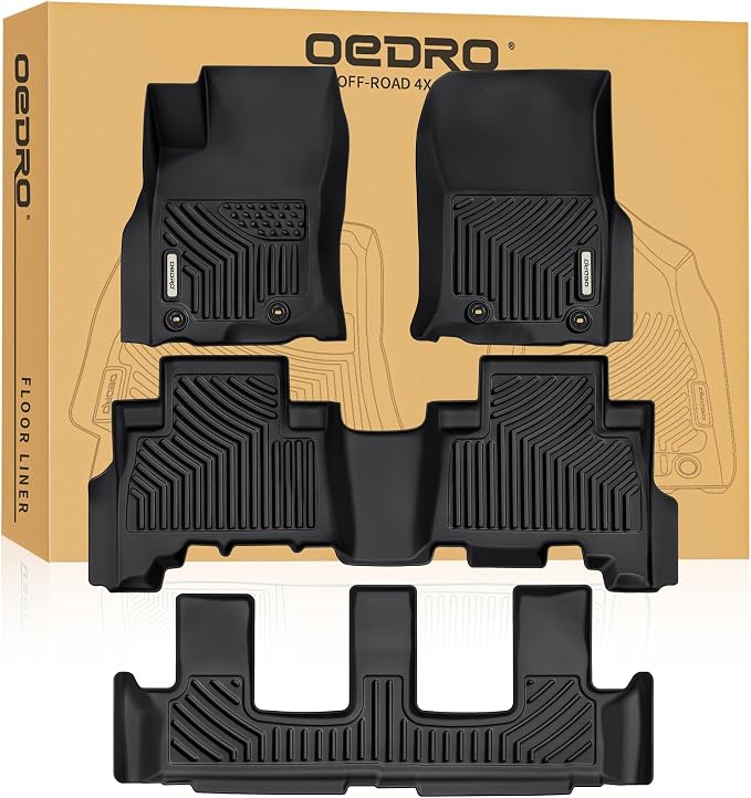 OEDRO Floor Mats for 2024-2013 Toyota 4Runner 7 Seat,All-Weather Protection | Custom Fit 4Runner TPE Floor Liners Includes 1st, 2nd & 3rd Row