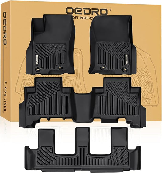 OEDRO Floor Mats for 2024-2013 Toyota 4Runner 7 Seat,All-Weather Protection | Custom Fit 4Runner TPE Floor Liners Includes 1st, 2nd & 3rd Row