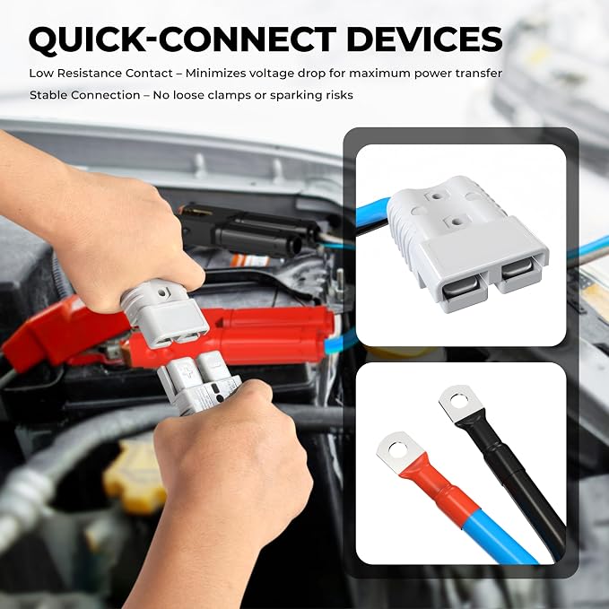 0 Gauge 30 Feet Jumper Cables Heavy Duty for Car, Quick Connect Plug Sets 1000 Amp Automotive Booster Jumper Cables for SUV and Trucks with Carry Bag, Gloves, Brushes