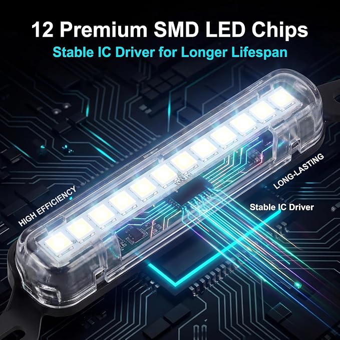 ANKIA Universal 12 LED License Plate Light Running Lamp Reverse Lights Tail Light Assembly for Car Trailer UTV ATV Truck RV Boat(White Light)