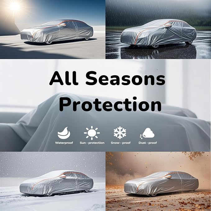 Custom Fit BMW 5 Series Car Cover for 528i 530i 535i 540i M5 M550i M550 2007-2025 Outdoor Waterproof Car Cover All Weather with Door Zipper Cotton Lining Rain Sun Snow Protection