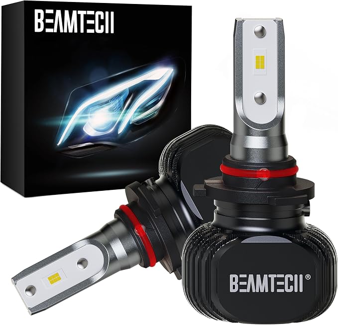 BEAMTECH 900-5 Bulbs, S1 Series HB-3 Fanless 300% Brighter Fog Light | 9005/HB3 Bulbs, 6500K White Light Pack of 2