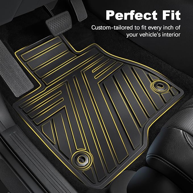 Floor Mats Fit for 10th Gen Honda Accord 2022 2021 2020 2019 2018 Sedan (Gasoline & Hybrid), All Weather Rubber Custom Fit Anti-Slip Floor Liners,1st & 2nd Row, Black