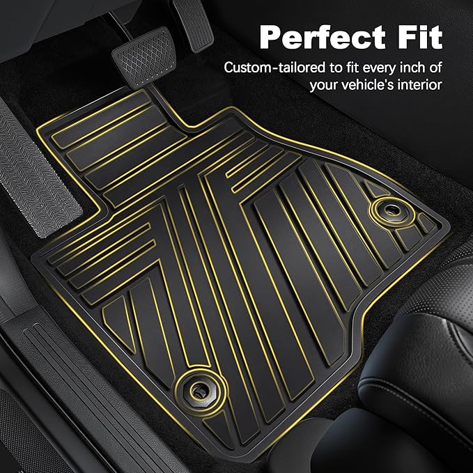 Rubber Floor Mats for Honda CR-V 2026 2025 2024 2023 (Gasoline & Hybrid) | All Weather Custom Fit Heavy Duty Car Mats for CRV, 1st & 2nd Row, Black