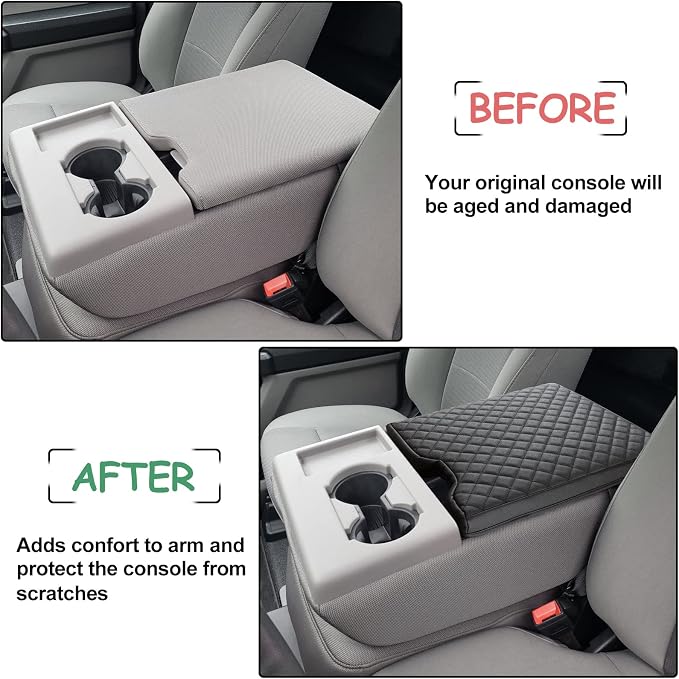 JDMCAR Jump Seat Console Cover for Ford F150 2015-2026 Thick PU Leather | Thicker Center Console Cushion Compatible with 2015-2026 Ford F150 / 2017-2026 F250 F350 F450 with 40/20/40 Jump Seat