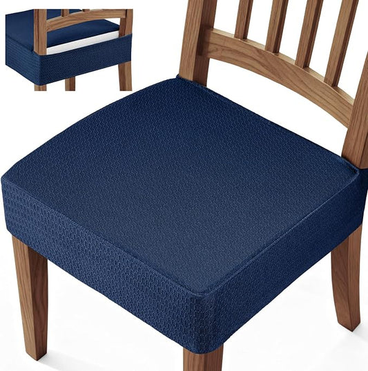 Songrey Waterproof Chair Covers for Dining Chairs, Set of 6, Navy Blue | No Rear Seat Covers for Dining Room , Chair Protector Slipcover, Stretch Removable Washable