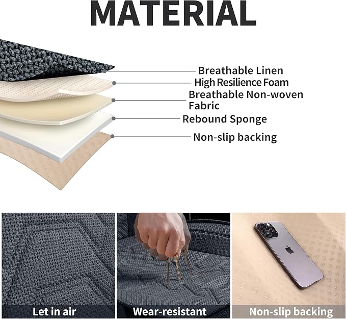 Linen Car Seat Covers Breathable Cloth Fabric Seat Protector Front Seat Covers Universal Fit for 95% Automotive, Car, Van, SUV, Trucks（Gray，2PCS）