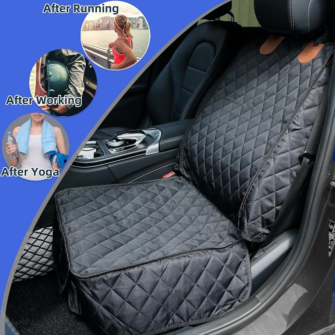 PETICON 2 Pack Pet Car Seat Cover for Front Seat, Captain Chair Seat Cover | Waterproof Pet Seat Protector, Full Protection with Side Flaps, Non-Slip, Large Front Storage Pocket, Fits Cars/Trucks/SUVs