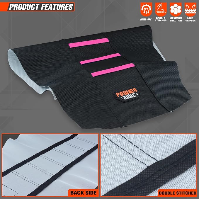 Universial Dirt Bike Seat Cover - Soft Ribbed Rubber Seat Covers for Motorcross Enduro (Pink)