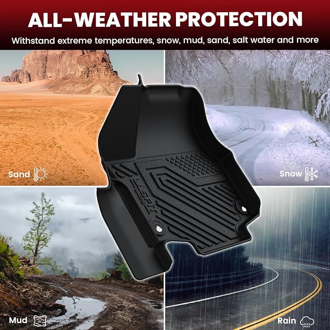 LASFIT Floor Mats for Chrysler Pacifica 2017-2027 (No Hybrid) All-Weather TPE Floor Liners & Trunk Cargo Mats Accessory for Pacifica Voyager 2020-2026 7-Seater