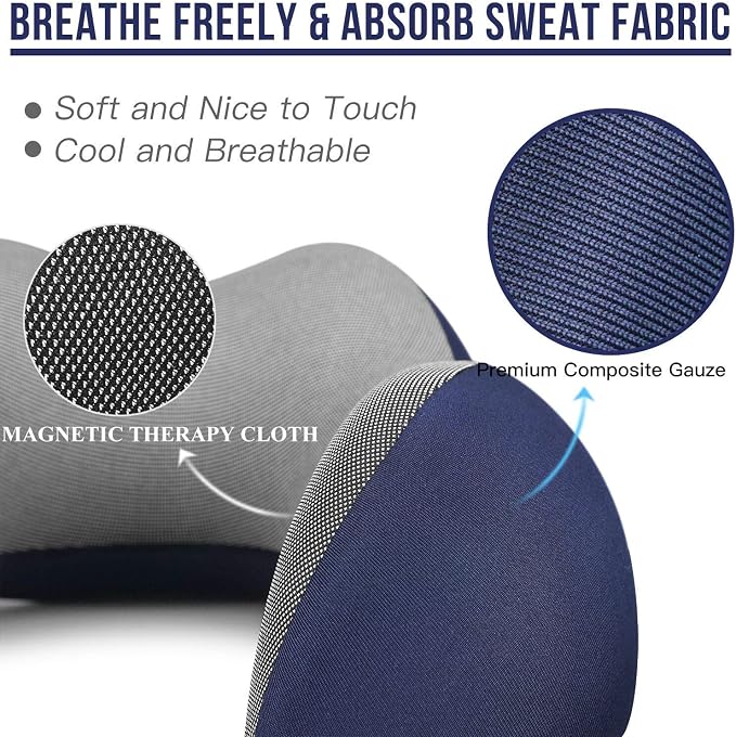 MLVOC Neck Pillow for Traveling, Upgraded 100% Pure Memory Foam Travel Neck Pillow for Airplane Flight Sleep, Breathable & Machine Washable Cover, Travel Kit with 3D Eye Mask, Earplugs & Bag, Blue | memor foam