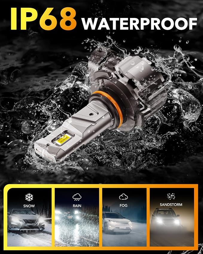 OXILAM 9006 Fog Light Bulbs - 900% Brighter Output, 6500K White, 60000H Lifespan, No Flicker, HB4 LED Light Compatible with Cars Trucks SUVs, Pack of 2