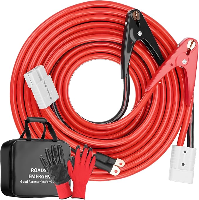 Heavy Duty Booster Jumper Cables, 25 Feet 1000A 1 Gauge Automotive Booster Cables with Quick Connect Plug Jumper Cables Kit for Car, SUV, Trucks, RV up to 8-Liter Gasoline