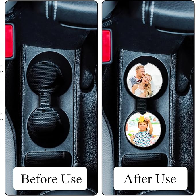 Eorbow 24 Packs Ceramic Sublimation Car Coasters, Car Blanks Cupholders with Finger Notch for Easy Removal, Absorbent Auto Cup Holders Keep Vehicle Free from Cold Drink Sweat Stain Spill