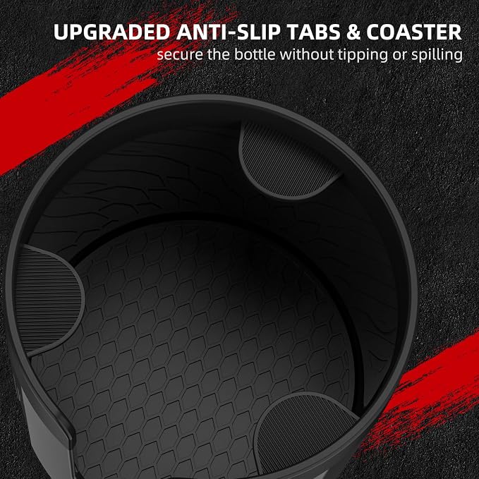 DYLEN Cup Holder Expander with Expandable Insert, Fits 20 to 40 oz Bottles | Cup Holder Adapter Fits Owala Water Bottle 12/24/40 oz, Yeti 20/26/30 oz, Hydro Flask 32/40 oz, Offset Base Function