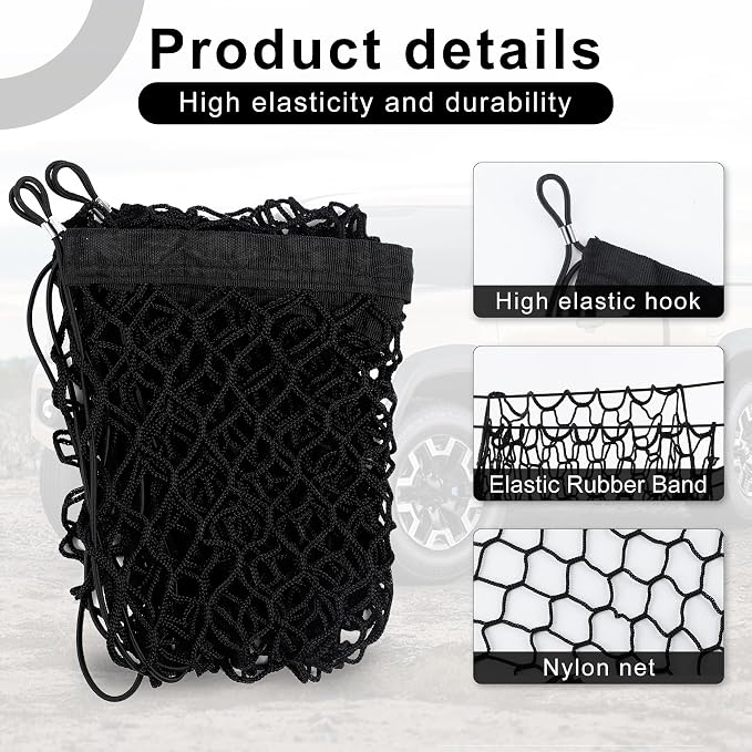 Amiss Cargo Net Stretchable, Car Exterior Accessories, Adjustable Elastic Trunk Storage Net with Hook for SUVs, Cars and Trucks (11.8"x 31.5")