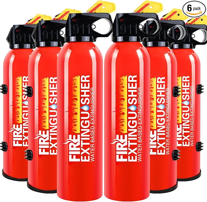 6 Pack Fire Extinguisher for Home with Wall Mount - Portable Fire Extinguisher for Car Vehicle Boat House Kitchen, Water-Based Fire Extinguisher for A, B, C, K Fire