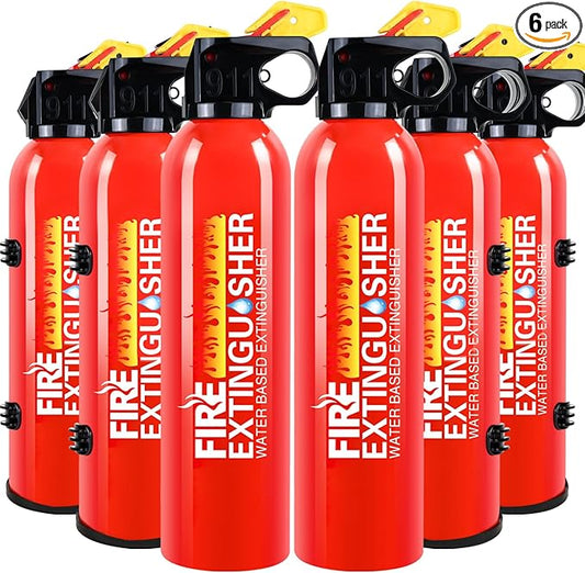 6 Pack Fire Extinguisher for Home with Wall Mount - Portable Fire Extinguisher for Car Vehicle Boat House Kitchen, Water-Based Fire Extinguisher for A, B, C, K Fire